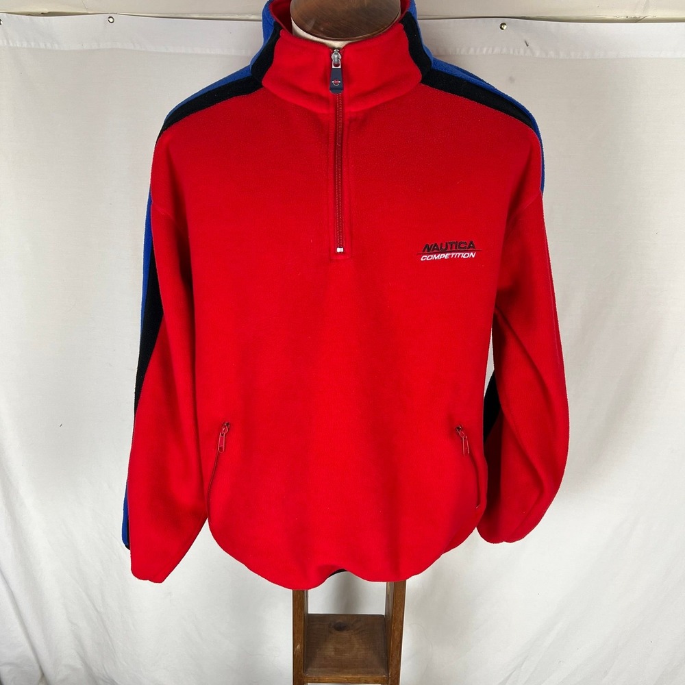 Nautica Competition Fleece Partial zip up 90s sweater Men's size XL Vintage
